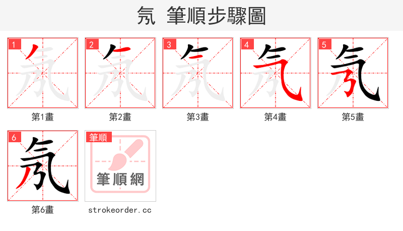 氖 的笔顺分步演示