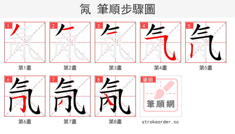 氝 的笔顺分步演示