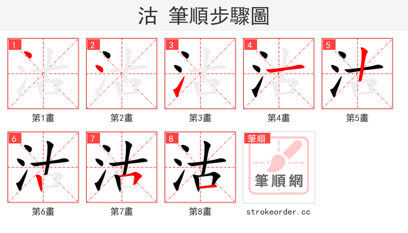 沽 的笔顺分步演示