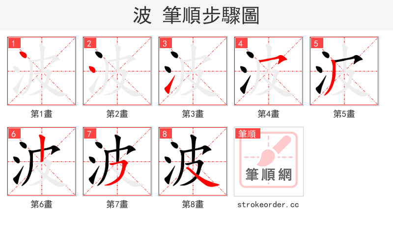 波 的笔顺分步演示