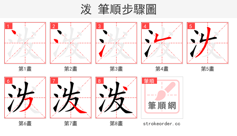 泼 的笔顺分步演示