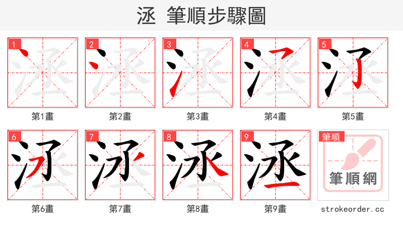 洆 的笔顺分步演示