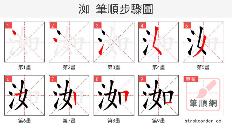 洳 的笔顺分步演示