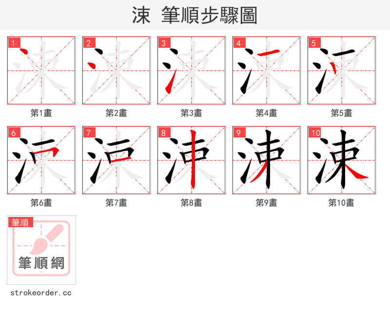 涑 的笔顺分步演示