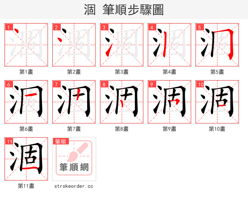涸 的笔顺分步演示