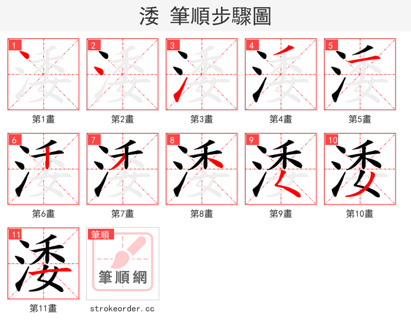 涹 的笔顺分步演示
