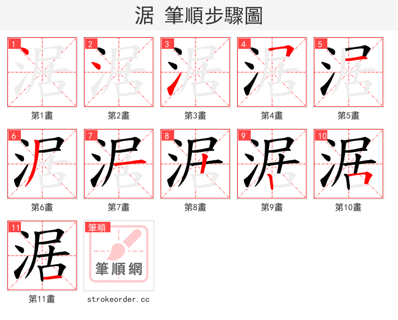涺 的笔顺分步演示