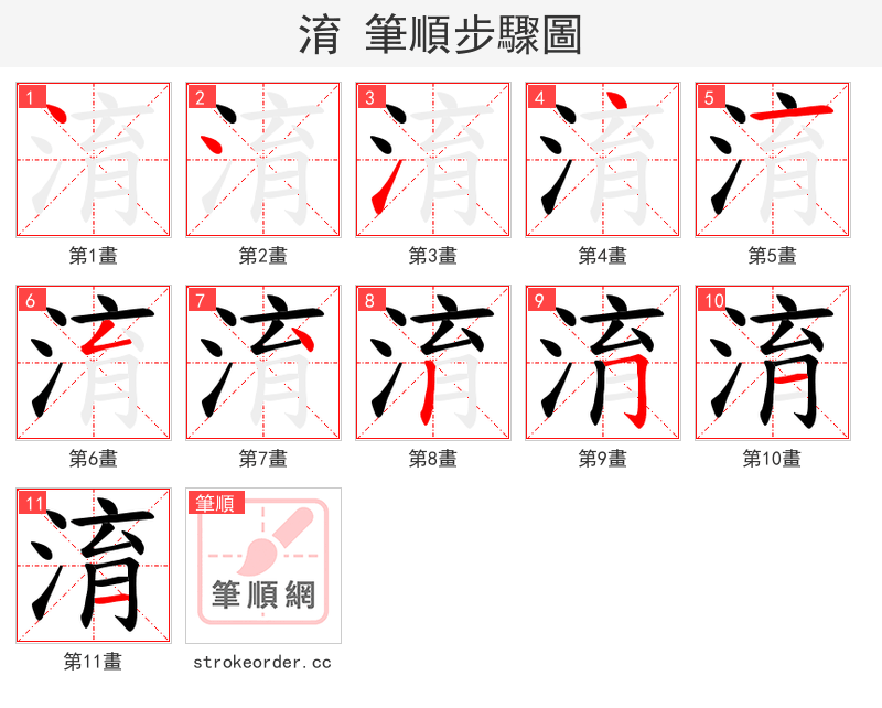 淯 的笔顺分步演示