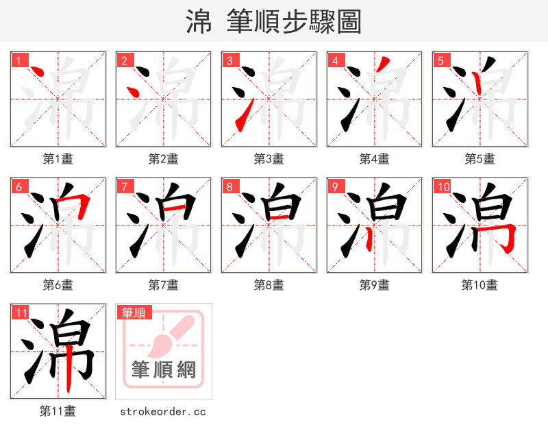 淿 的笔顺分步演示