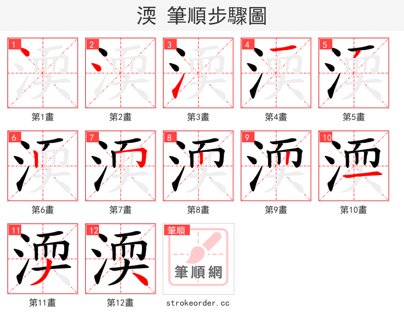渜 的笔顺分步演示
