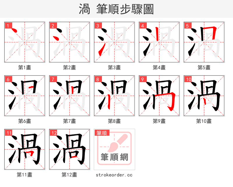 渦 的笔顺分步演示