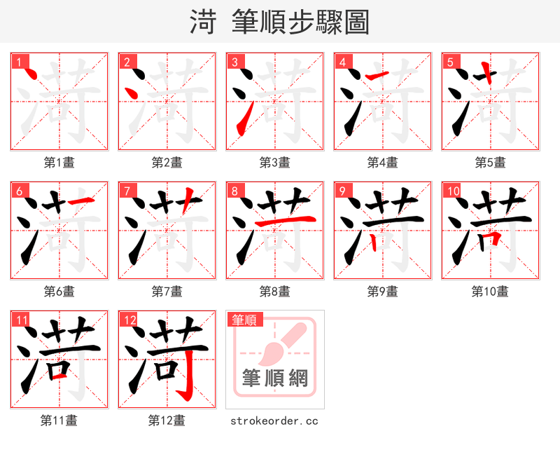渮 的笔顺分步演示