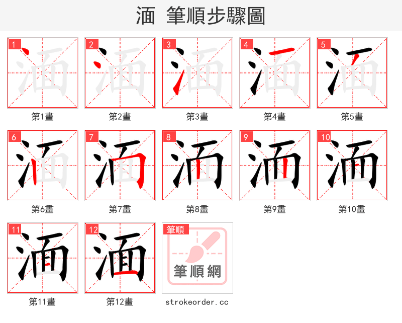 湎 的笔顺分步演示