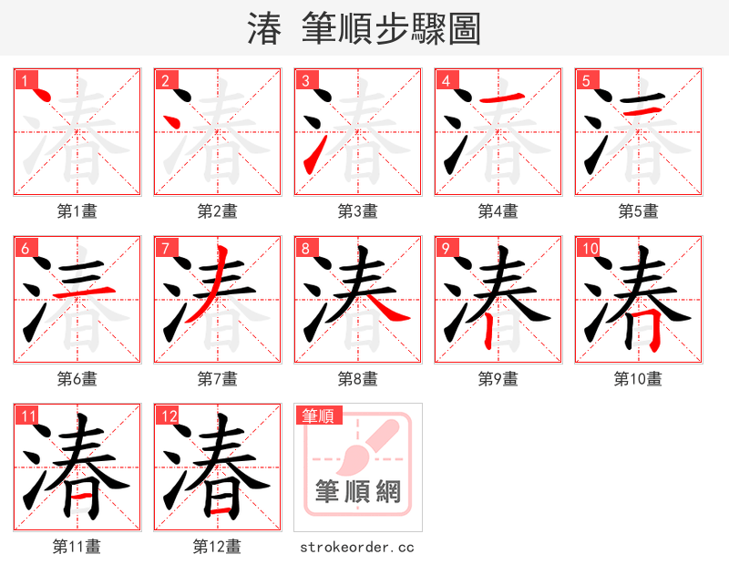 湷 的笔顺分步演示