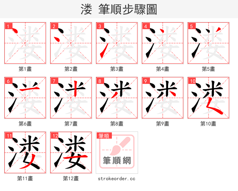 溇 的笔顺分步演示
