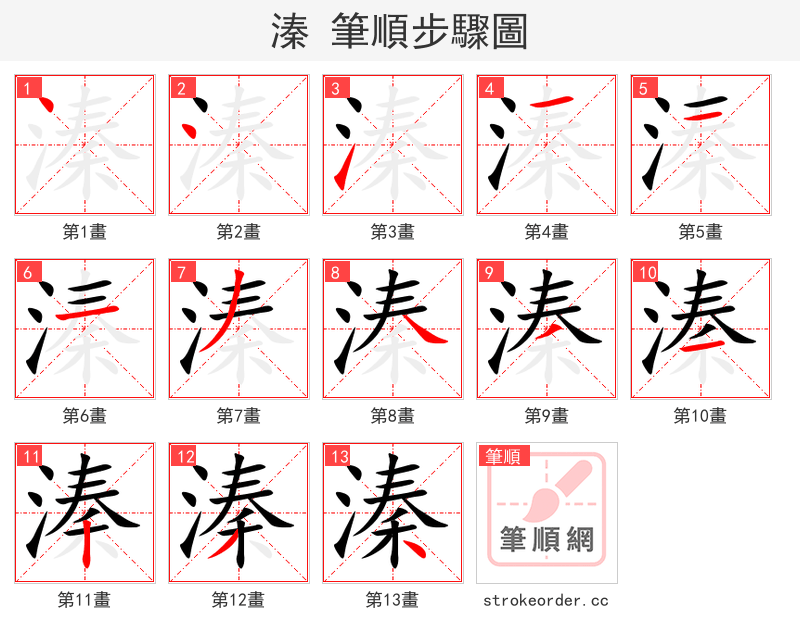 溱 的笔顺分步演示