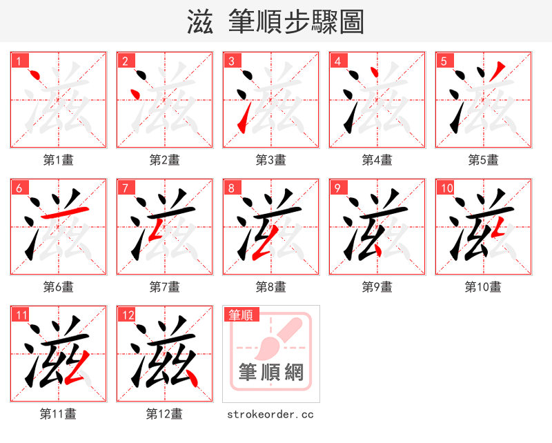 滋 的笔顺分步演示