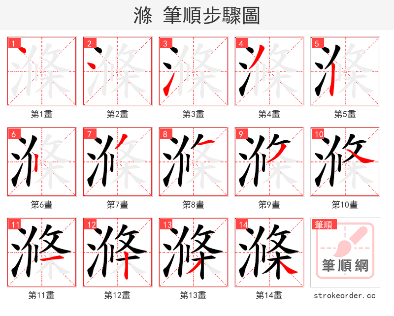 滌 的笔顺分步演示
