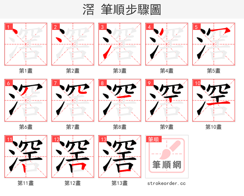 滘 的笔顺分步演示