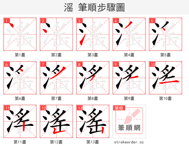 滛 的笔顺分步演示