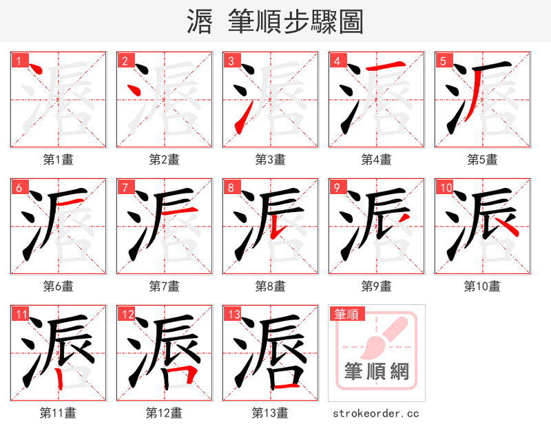 滣 的笔顺分步演示