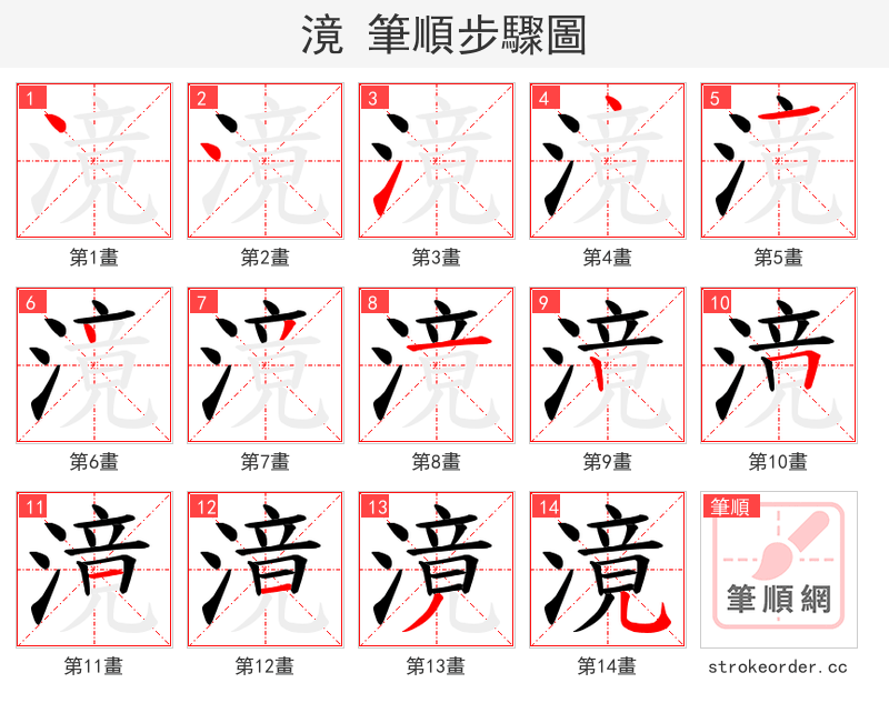 滰 的笔顺分步演示