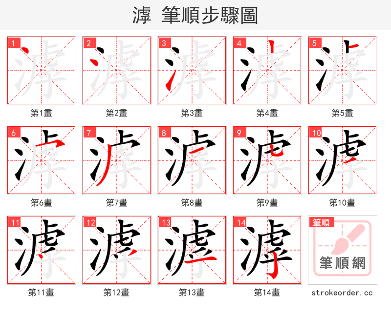 滹 的笔顺分步演示