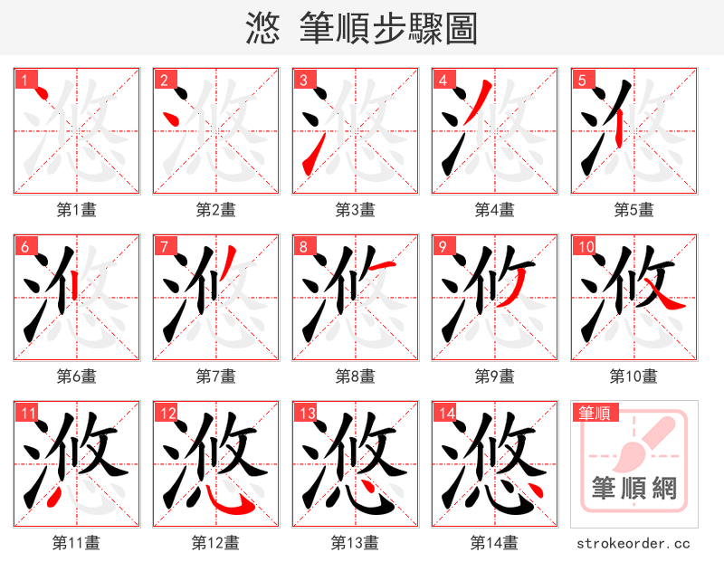滺 的笔顺分步演示
