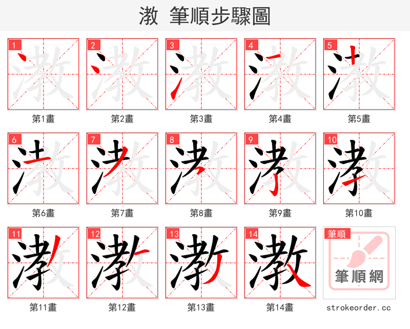 漖 的笔顺分步演示
