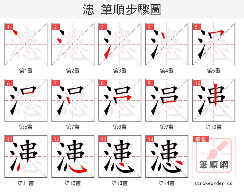 漶 的笔顺分步演示