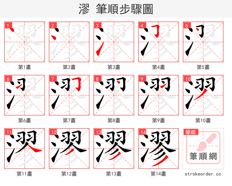 漻 的笔顺分步演示