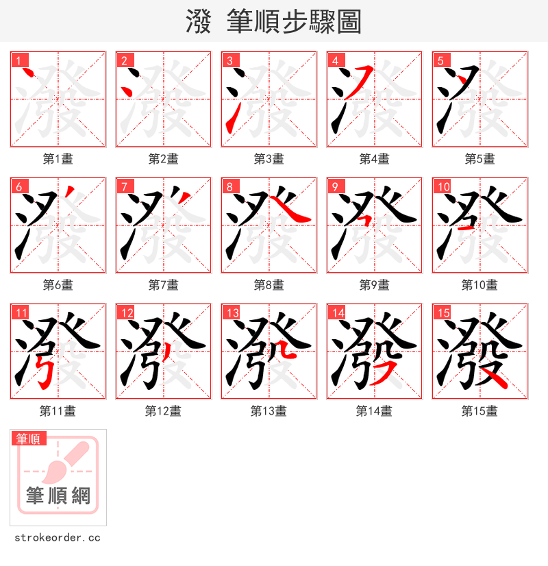 潑 的笔顺分步演示