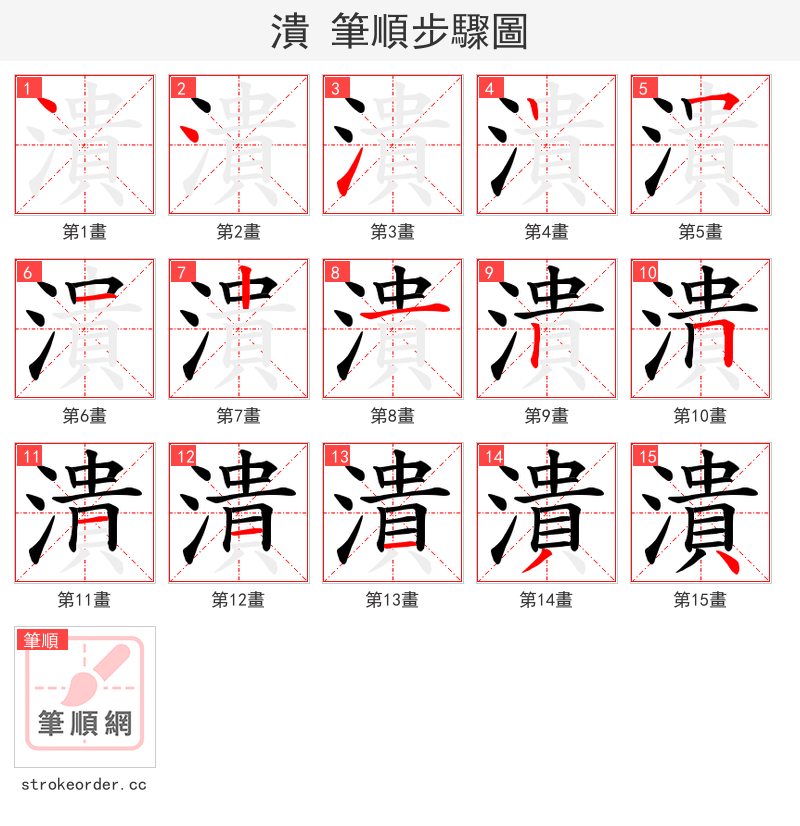 潰 的笔顺分步演示