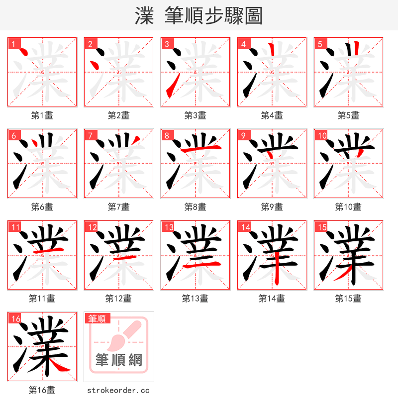 澲 的笔顺分步演示