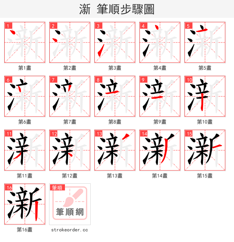 澵 的笔顺分步演示