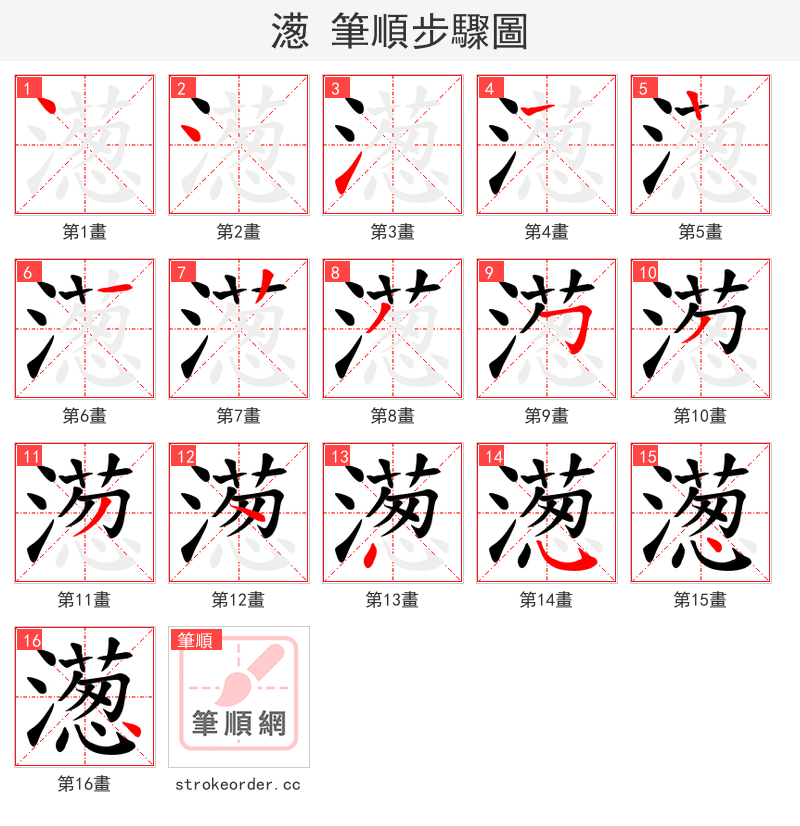 濍 的笔顺分步演示