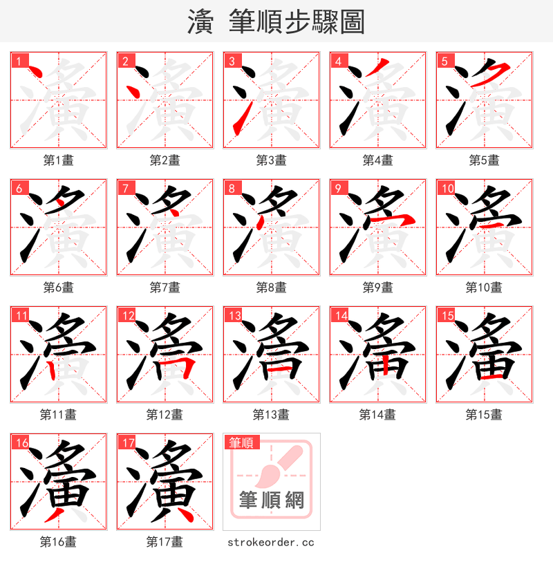 濥 的笔顺分步演示