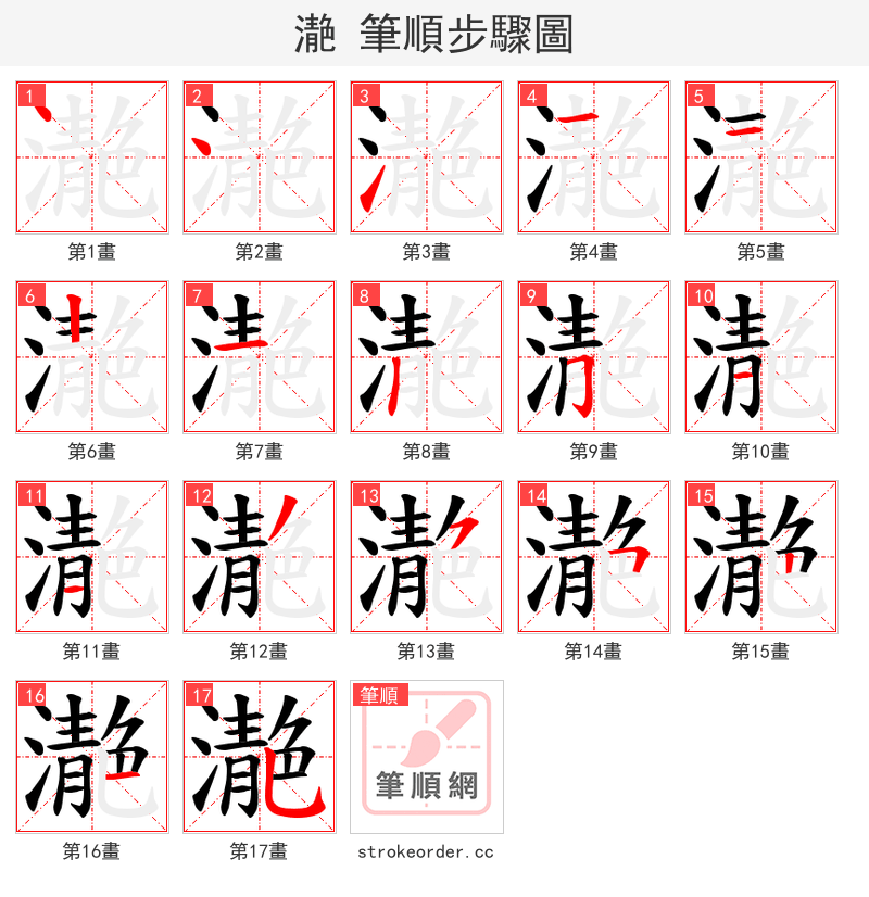 濪 的笔顺分步演示