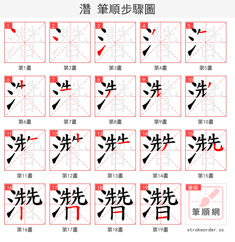 濳 的笔顺分步演示