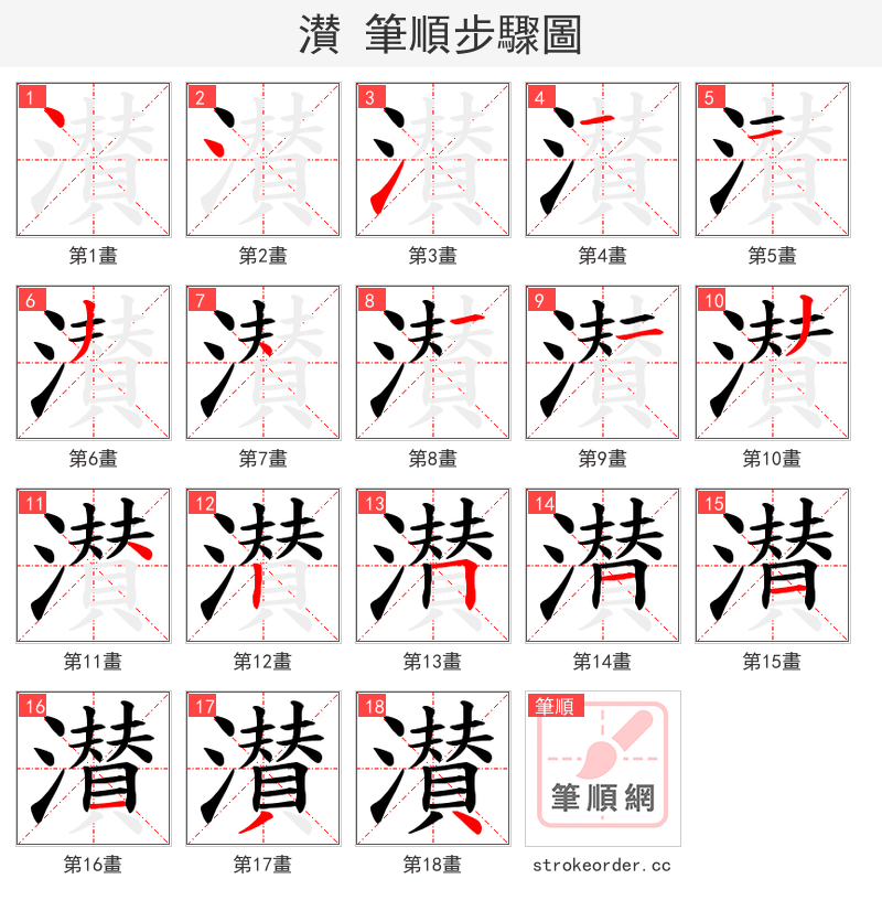 濽 的笔顺分步演示