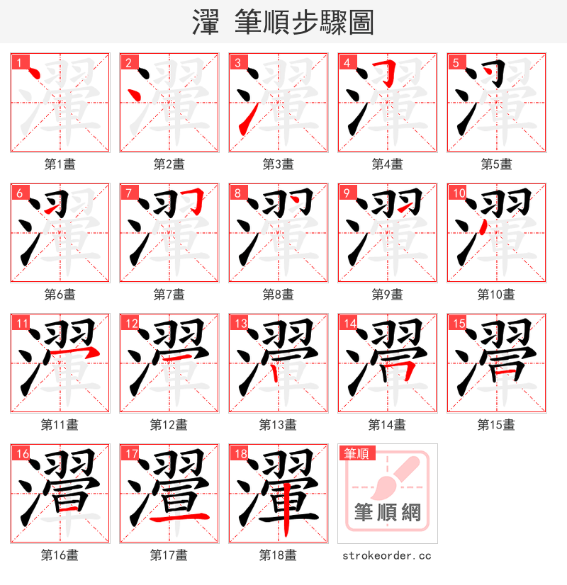 瀈 的笔顺分步演示