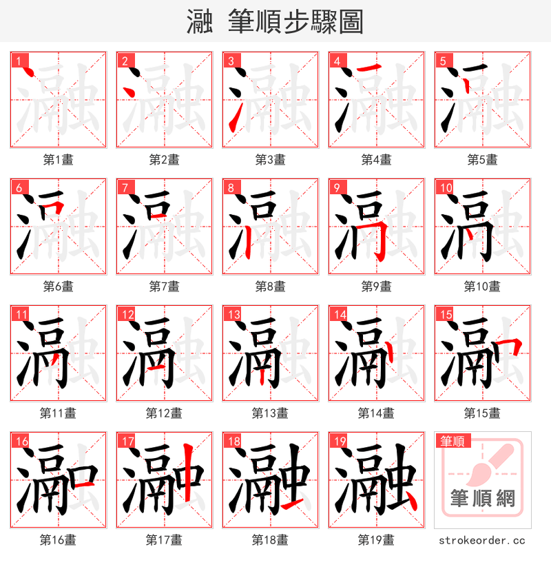 瀜 的笔顺分步演示