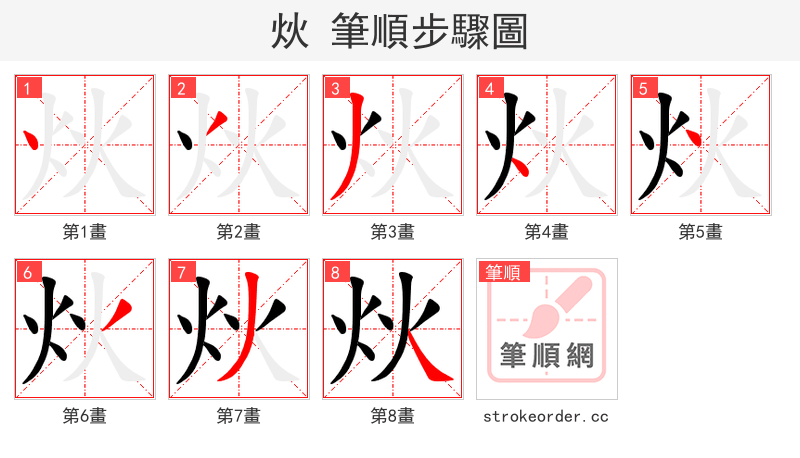 炏 的笔顺分步演示