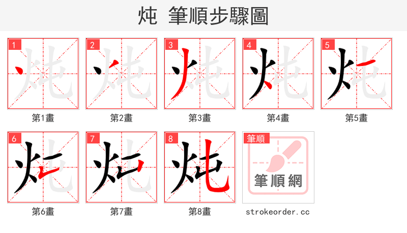 炖 的笔顺分步演示