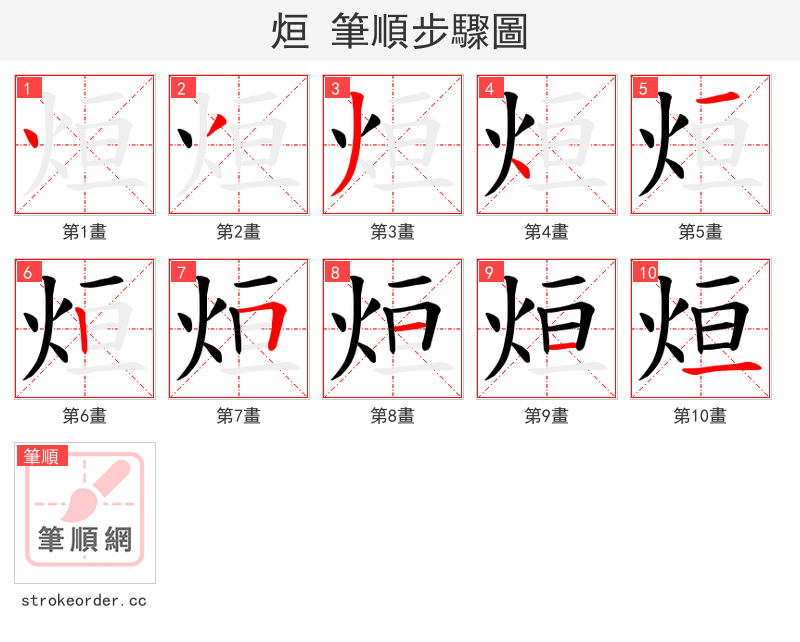 烜 的笔顺分步演示