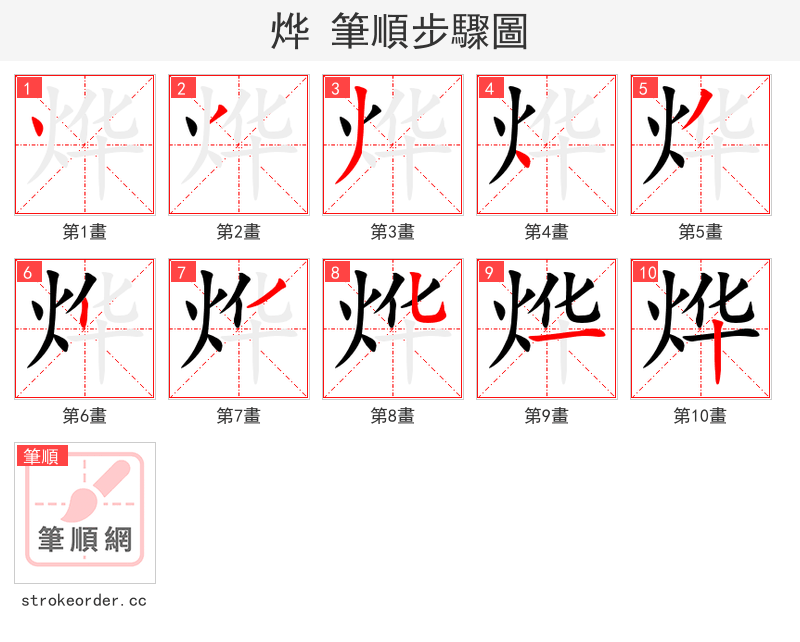 烨 的笔顺分步演示