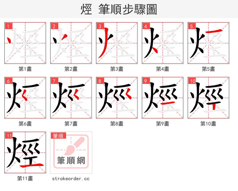 烴 的笔顺分步演示