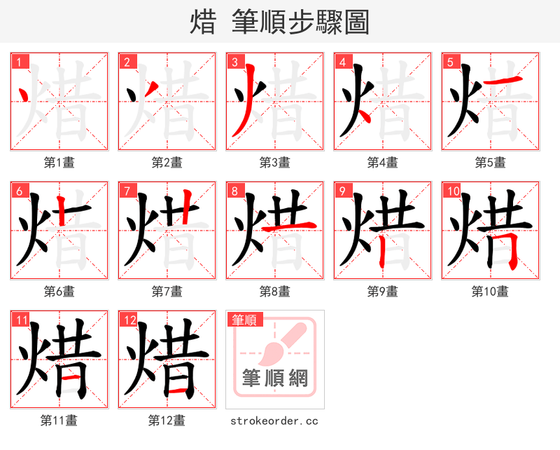 焟 的笔顺分步演示