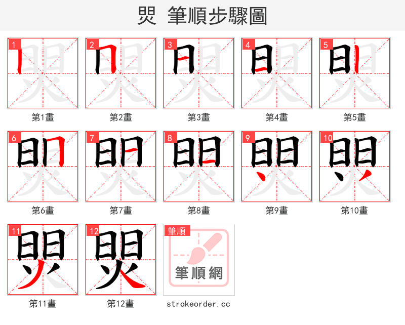 焸 的笔顺分步演示