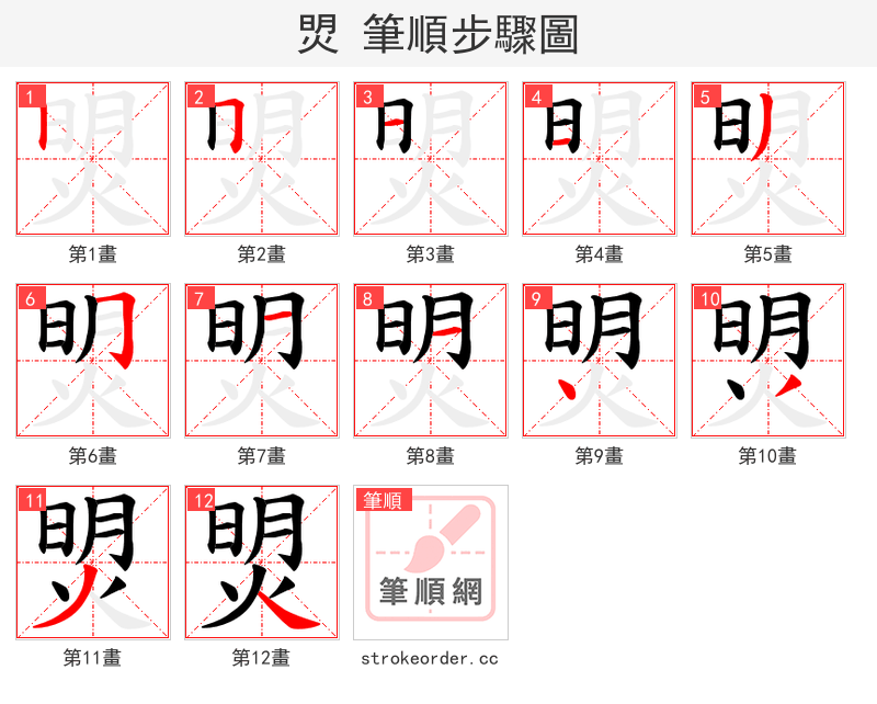 焽 的笔顺分步演示